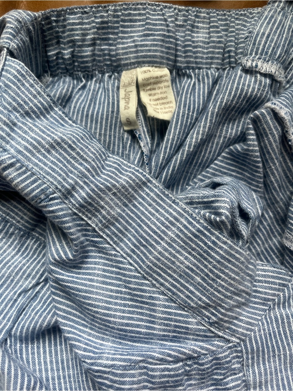 Japna Blue & White Striped Button-Front Wide-Leg Square-Neck Jumpsuit - Picture 3 of 11